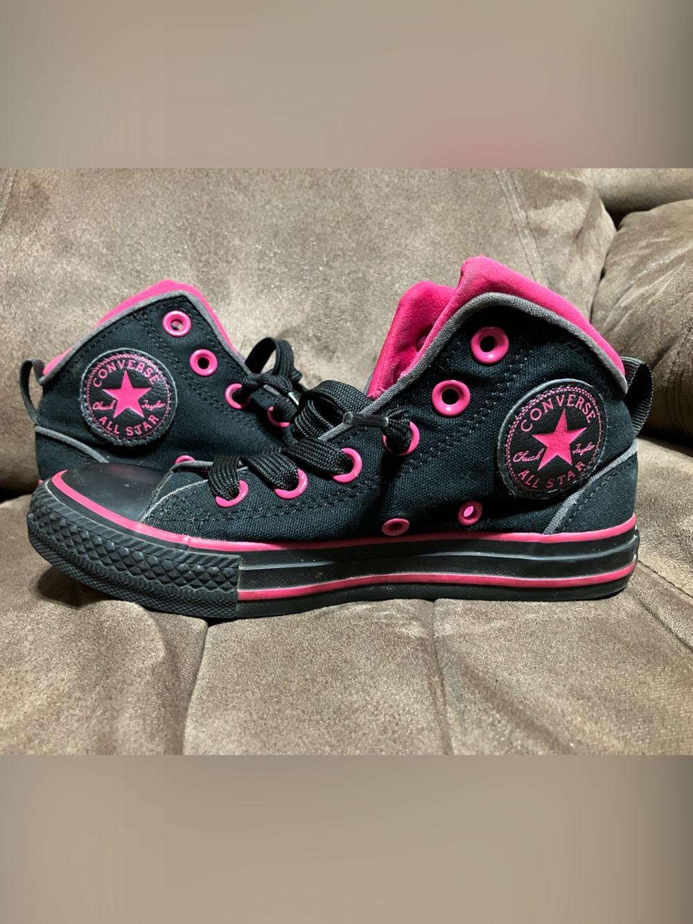 Converse Kids Black & Hot Pink High-Top Sneakers